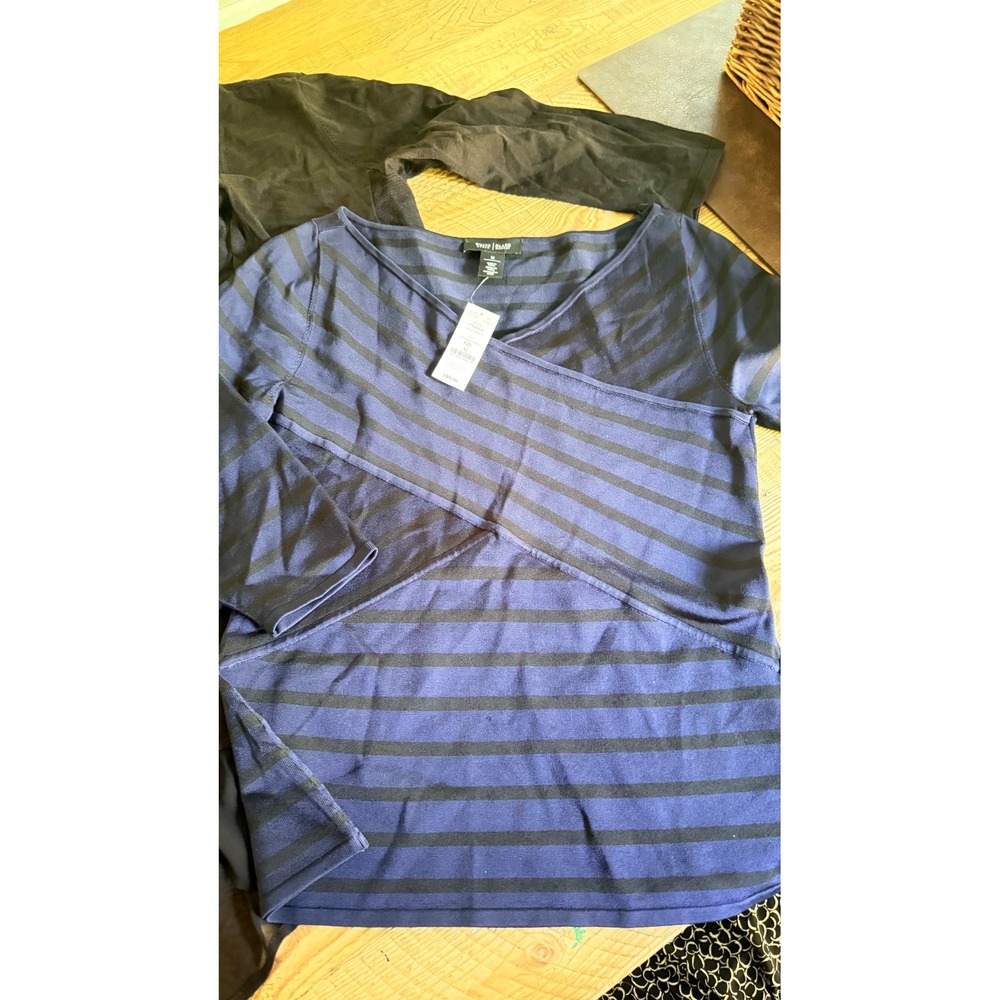 White House Black Market Tops Lot Womens Size M Black Blue Striped NWT 4pc - Picture 6 of 6